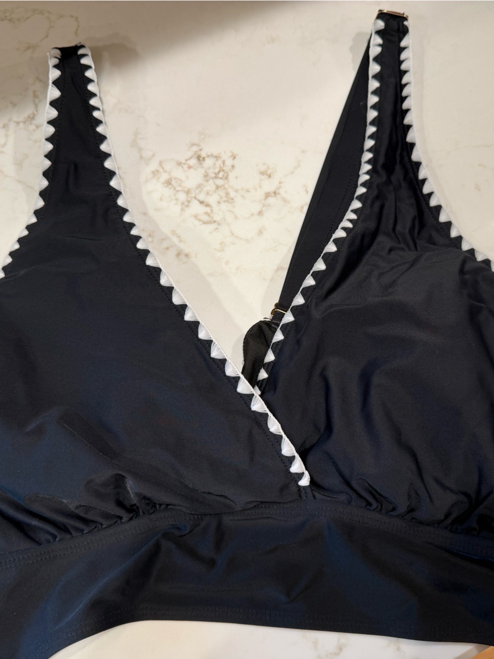Younique Black Bikini Top with White Trim